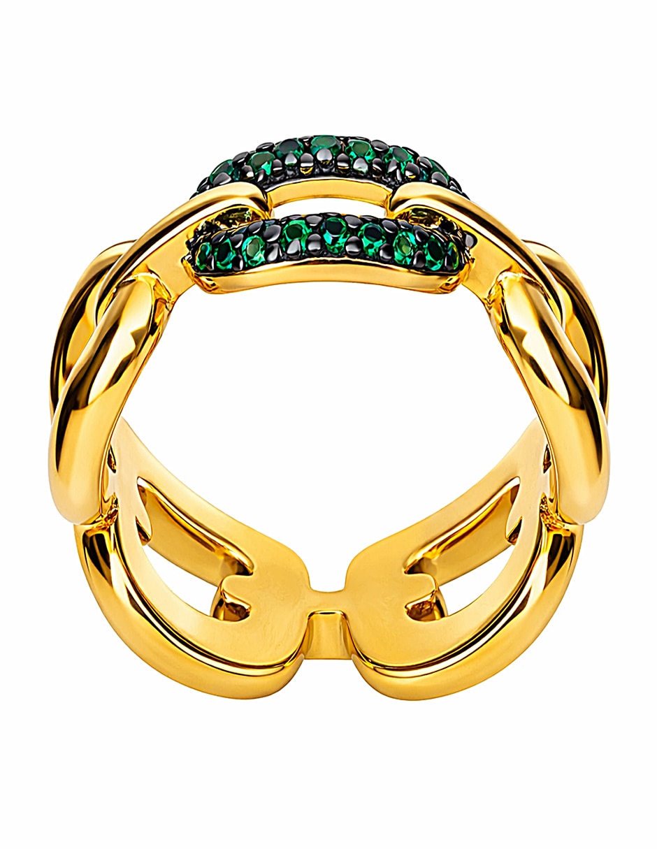 Anillo Gladkova Joyeria P 925 de plata esmeralda chapa de oro
