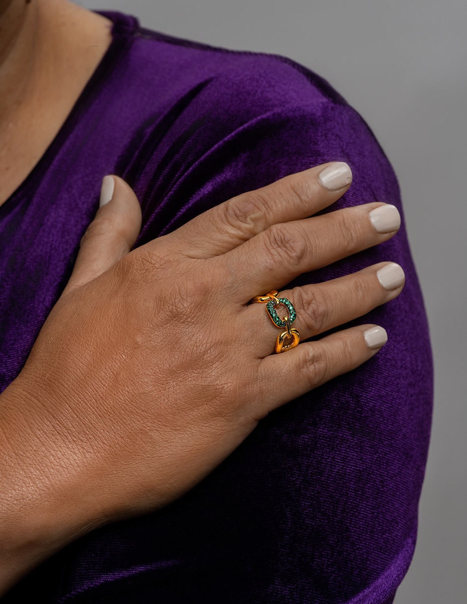 Anillo Gladkova Joyeria P 925 de plata esmeralda chapa de oro