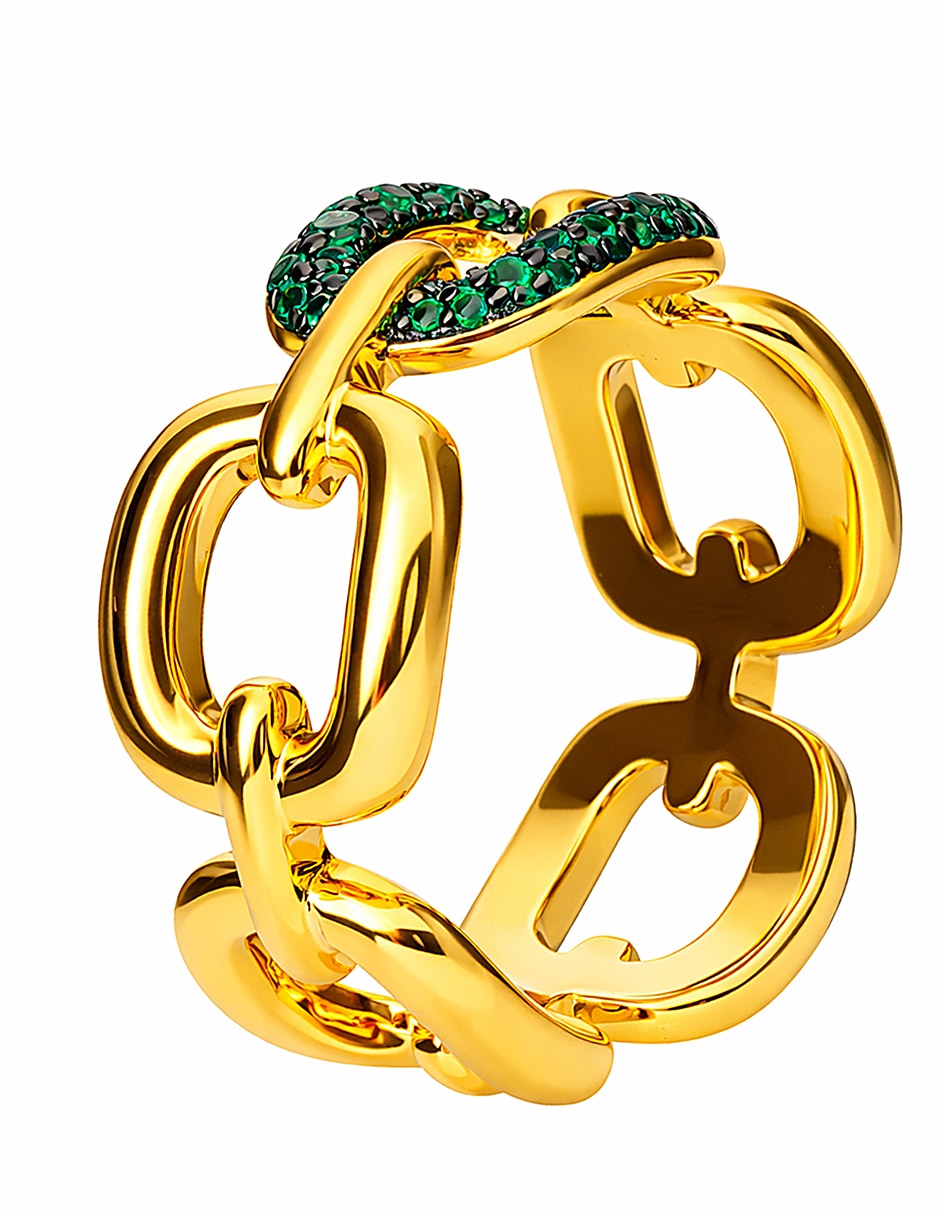 Anillo Gladkova Joyeria P 925 de plata esmeralda chapa de oro