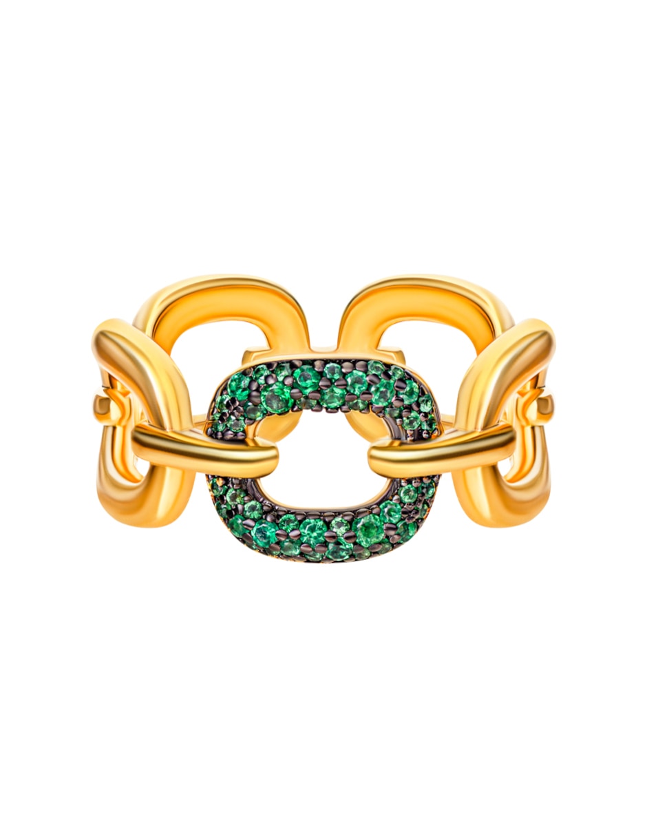 Anillo Gladkova Joyeria P 925 de plata esmeralda chapa de oro