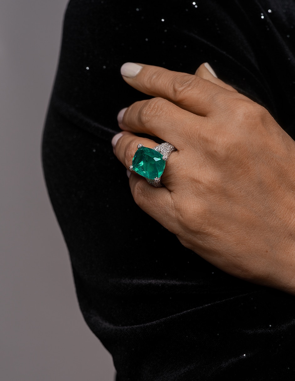 Anillo Gladkova Joyería P 925 de Plata Turmalina Pavé
