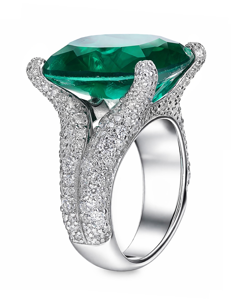 Anillo Gladkova Joyería P 925 de Plata Turmalina Pavé