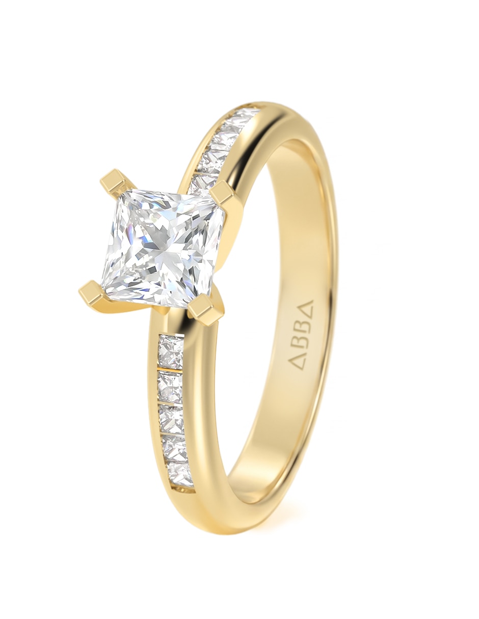 Anillo de compromiso de oro 10 k Abba Joyas Zirconia