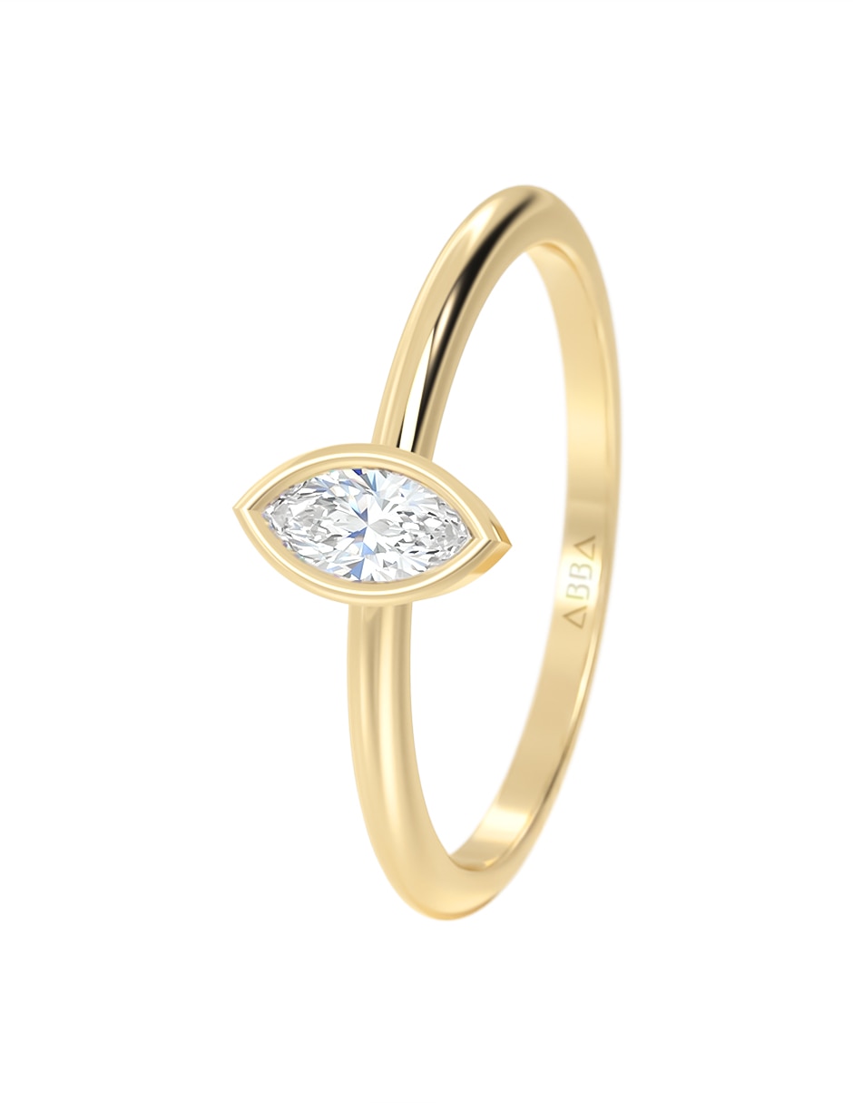 Anillo abba joyas 14 k de oro zirconia brillante