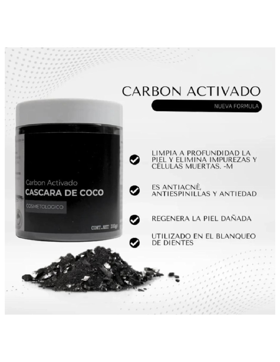 Mascarilla facial de Carbón activado con cáscara de Coco 100 g para Acné 2