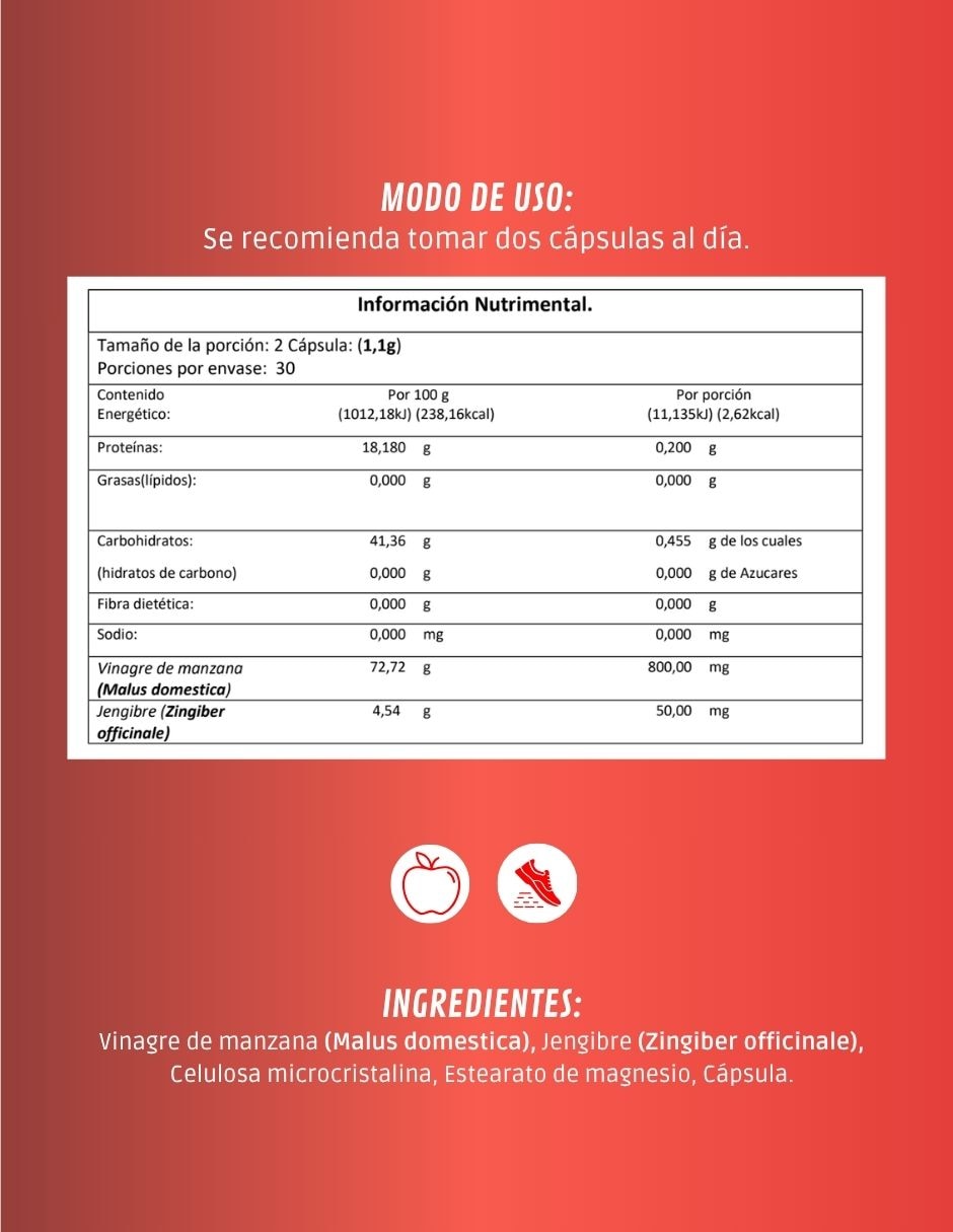 Suplemento Alimenticio Vinagre de Manzana Adicionado con Jengibre Life Apoyo Metabolico Bdm Lab con BHB Cetonas de frambuesa y vitamina C 120 cápsulas