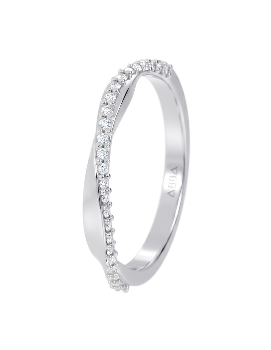 Anillo redondo 10 k de oro zirconia brillante 5