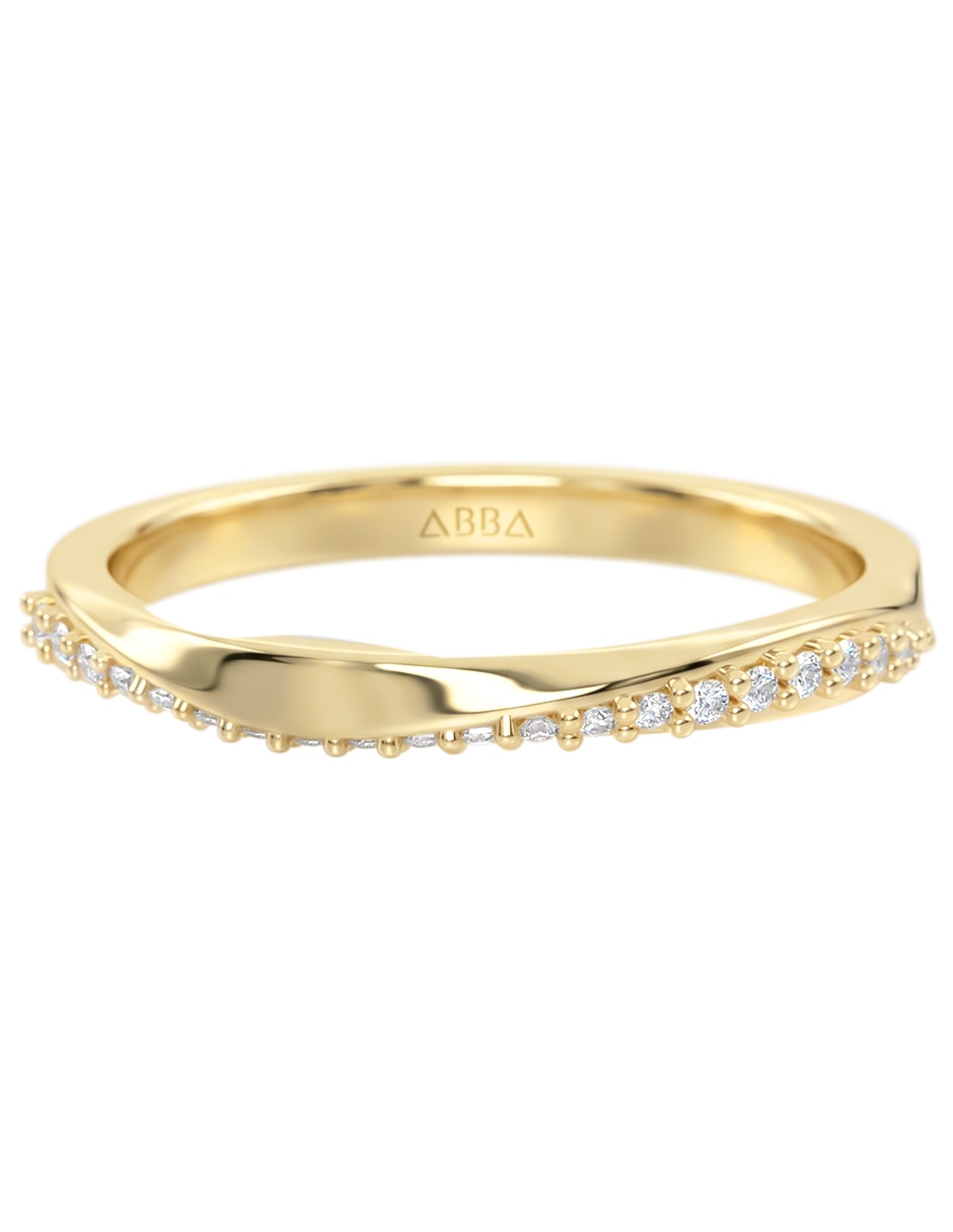 Anillo redondo 10 k de oro zirconia brillante
