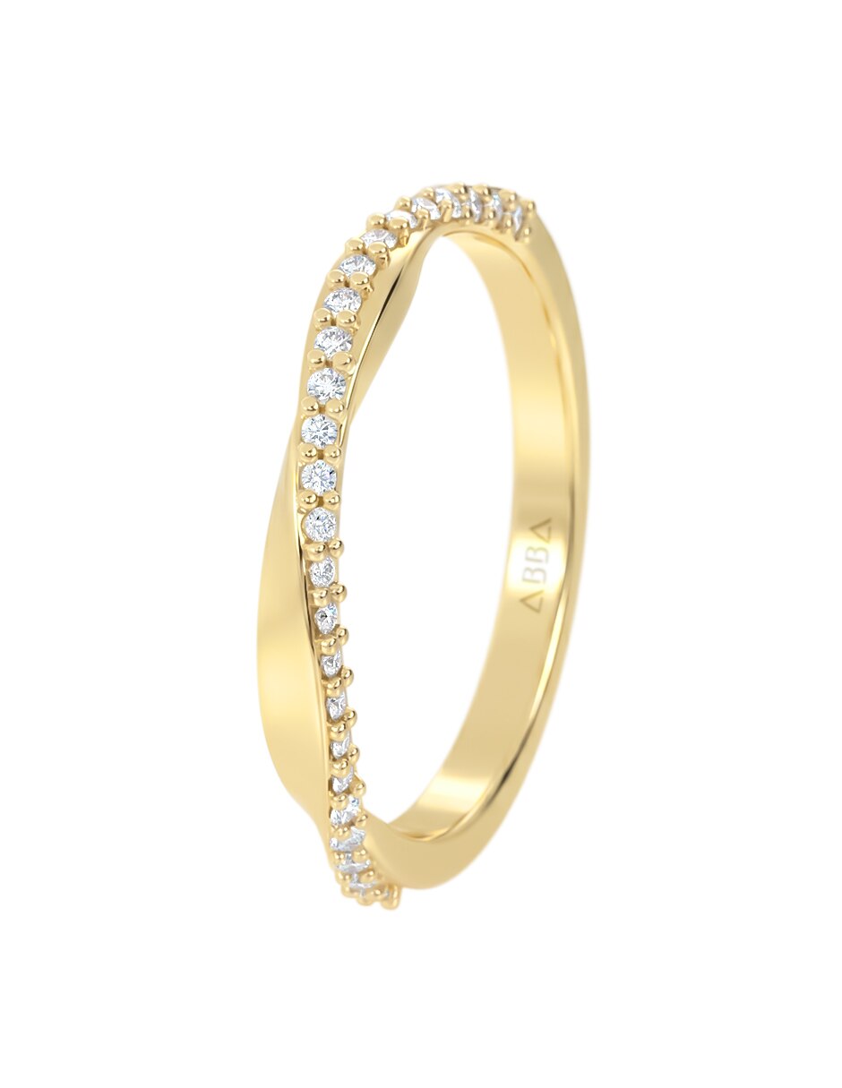 Anillo redondo Abba Joyas 10 k de oro zirconia brillante