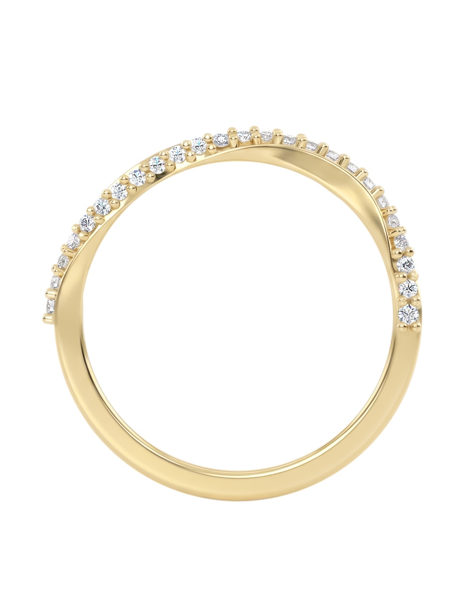 Anillo redondo 10 k de oro zirconia brillante 2