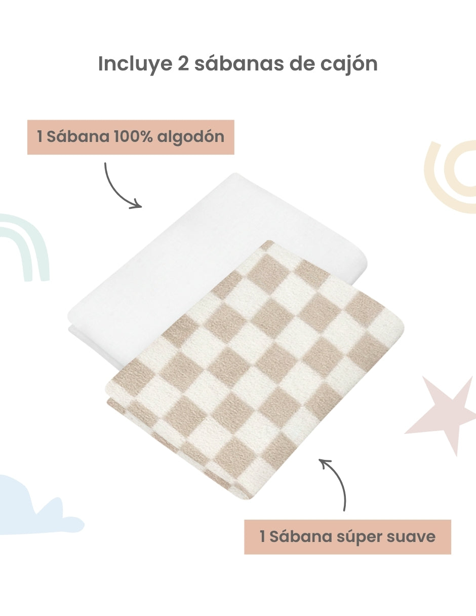 Set sábanas cajón de algodón y poliéster nap cuadritos