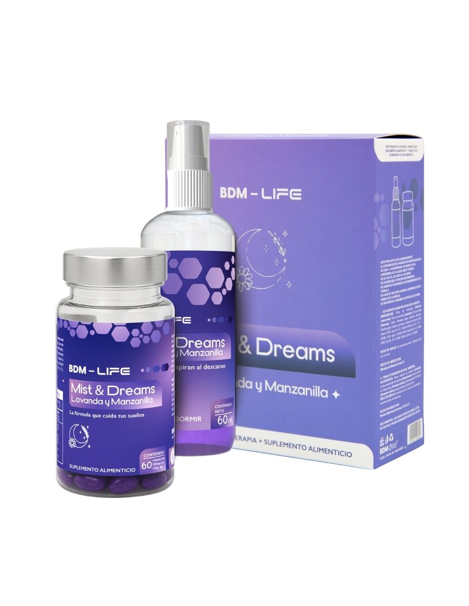 Suplemento Alimenticio + Aromaterapia Mist & Dreams Life Lavanda y Manzanilla Suplemento Alimenticio + Aromaterapia Mist & Dreams Life Lavanda y Manzanilla