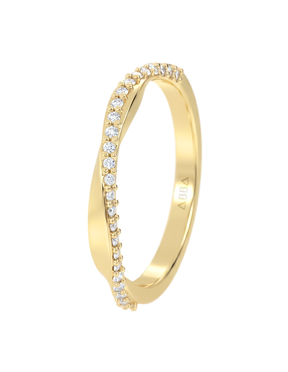 Anillo Abba Joyas 14 k de oro zirconia brillante