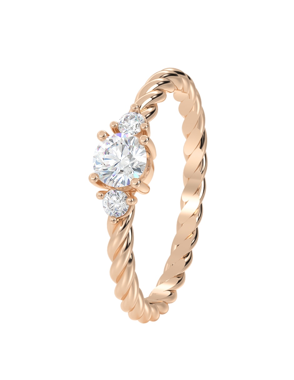 Anillo de compromiso de oro 14 K zirconia 4