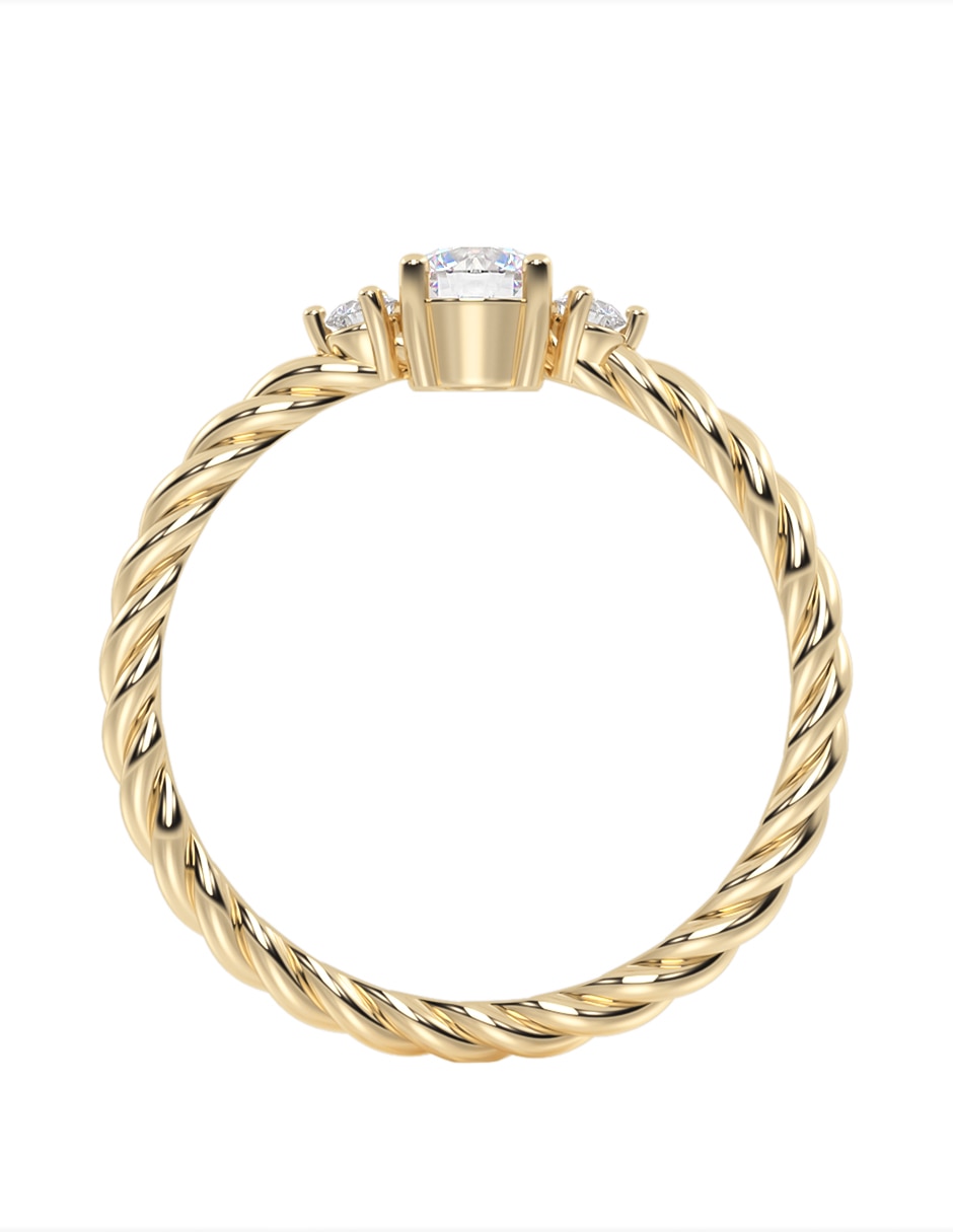 Anillo de compromiso de oro 10 K Abba Joyas zirconia