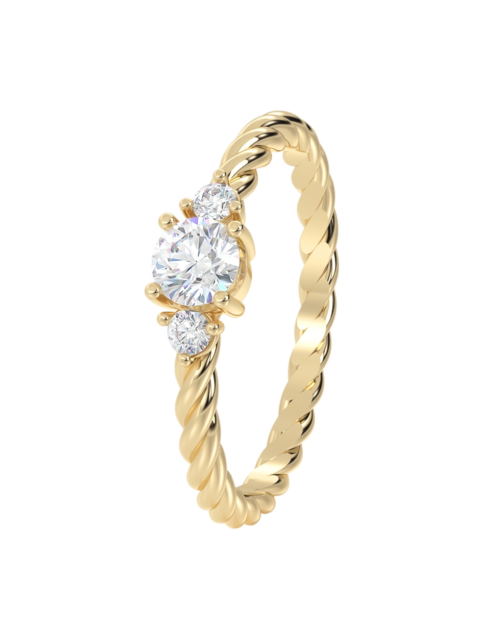 Anillo de compromiso de oro 10 K Abba Joyas zirconia