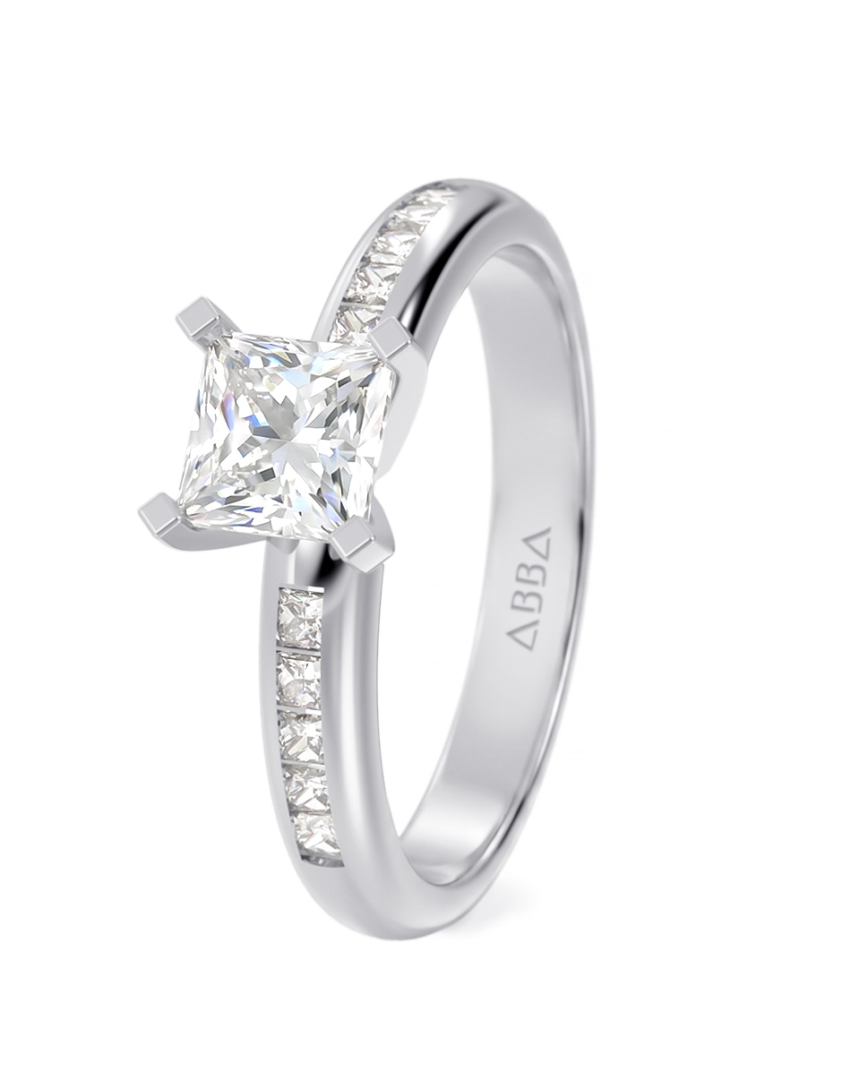 Anillo de compromiso de oro 14 K zirconia 4
