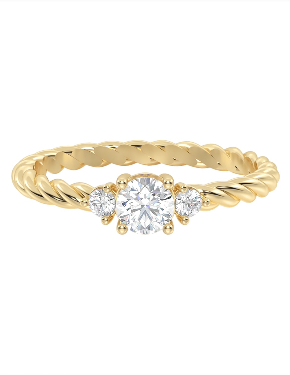 Anillo de compromiso de oro 14 K zirconia