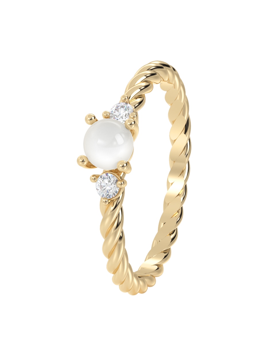 Anillo de compromiso de oro 10 K Abba Joyas perla