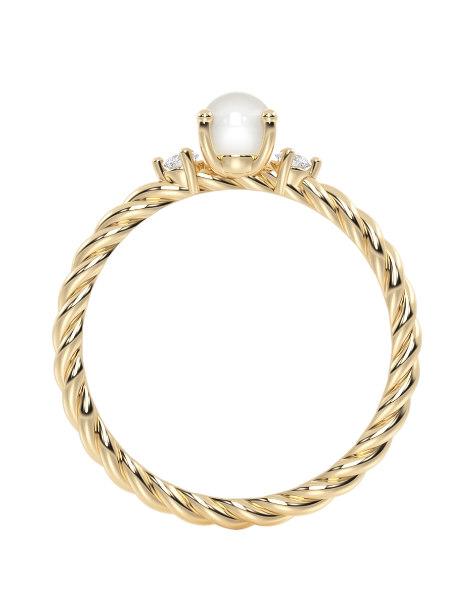 Anillo de compromiso de oro 10 K Abba Joyas perla