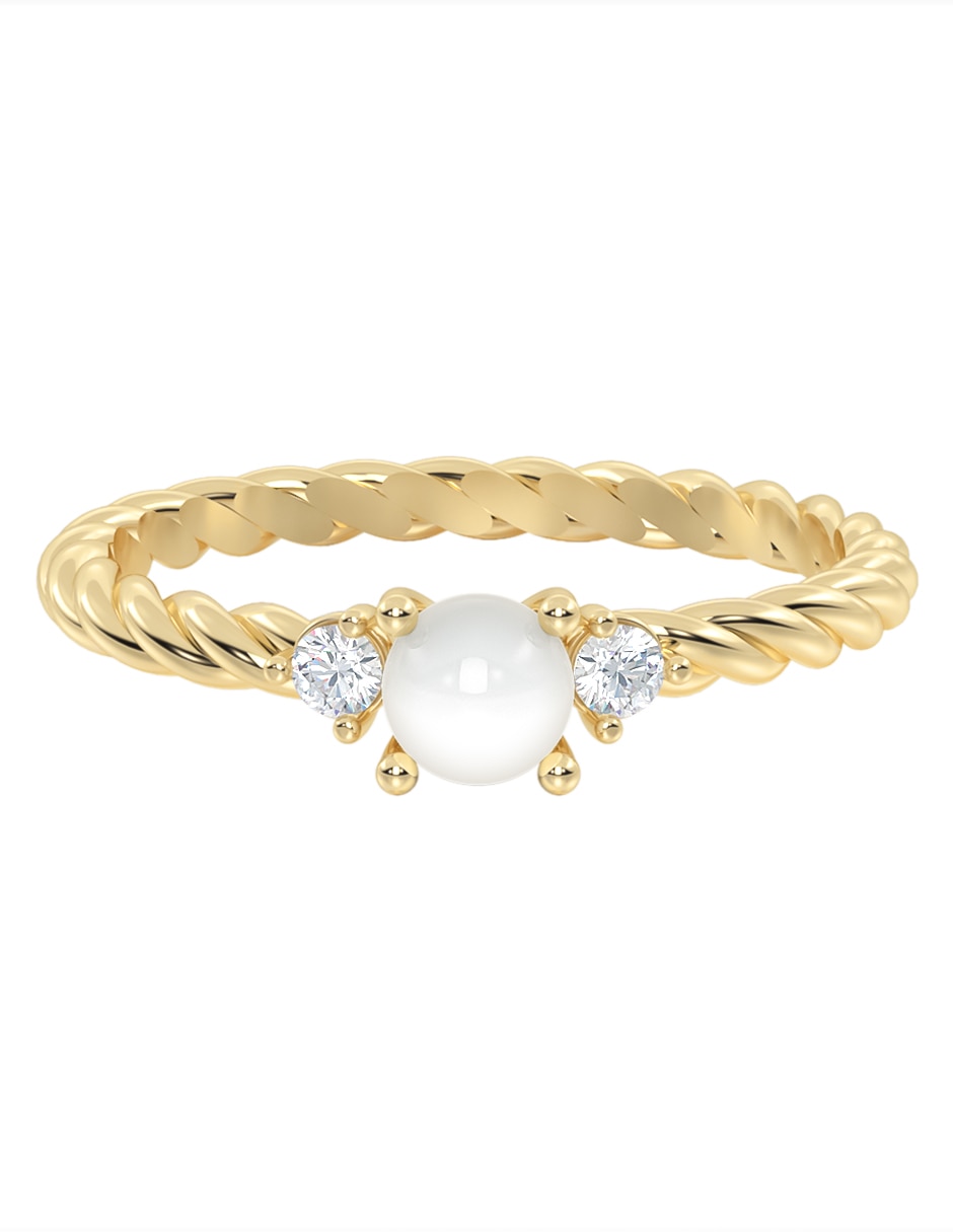 Anillo de compromiso de oro 10 K perla