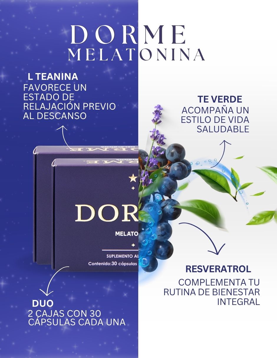 Suplemento alimenticio Dorme Melatonina y Resveratrol Ánahuac 30 cápsulas