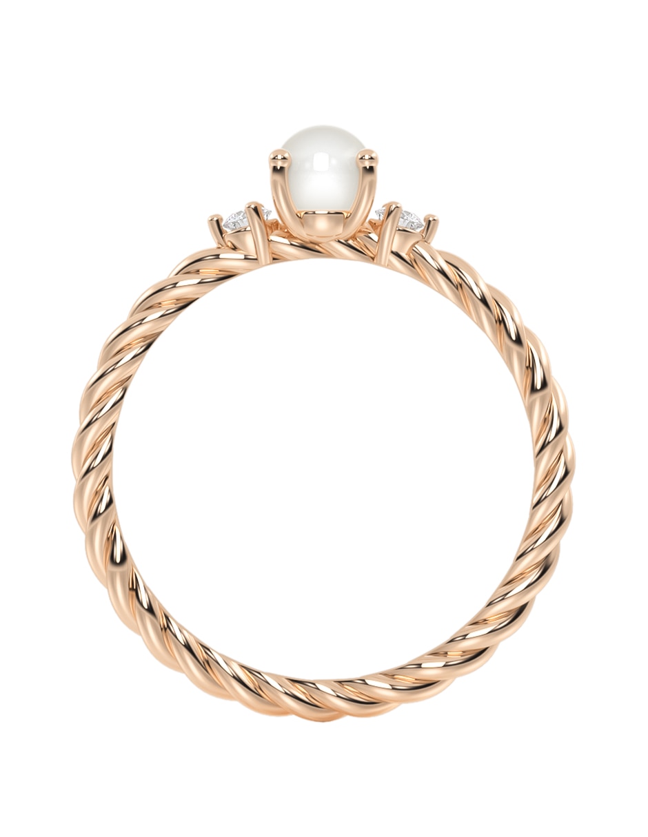 Anillo de compromiso de oro 10 K perla 5