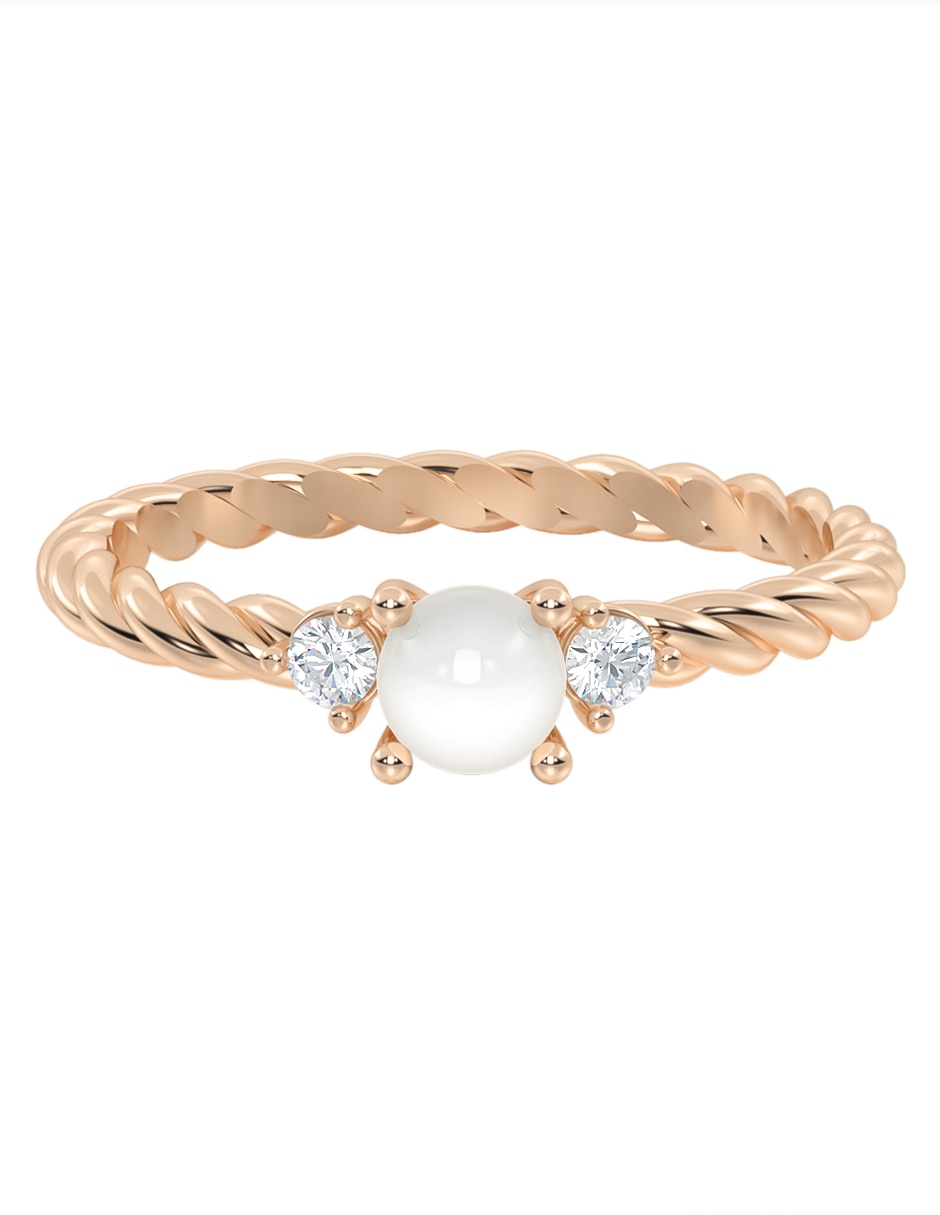 Anillo de compromiso de oro 10 K perla 1