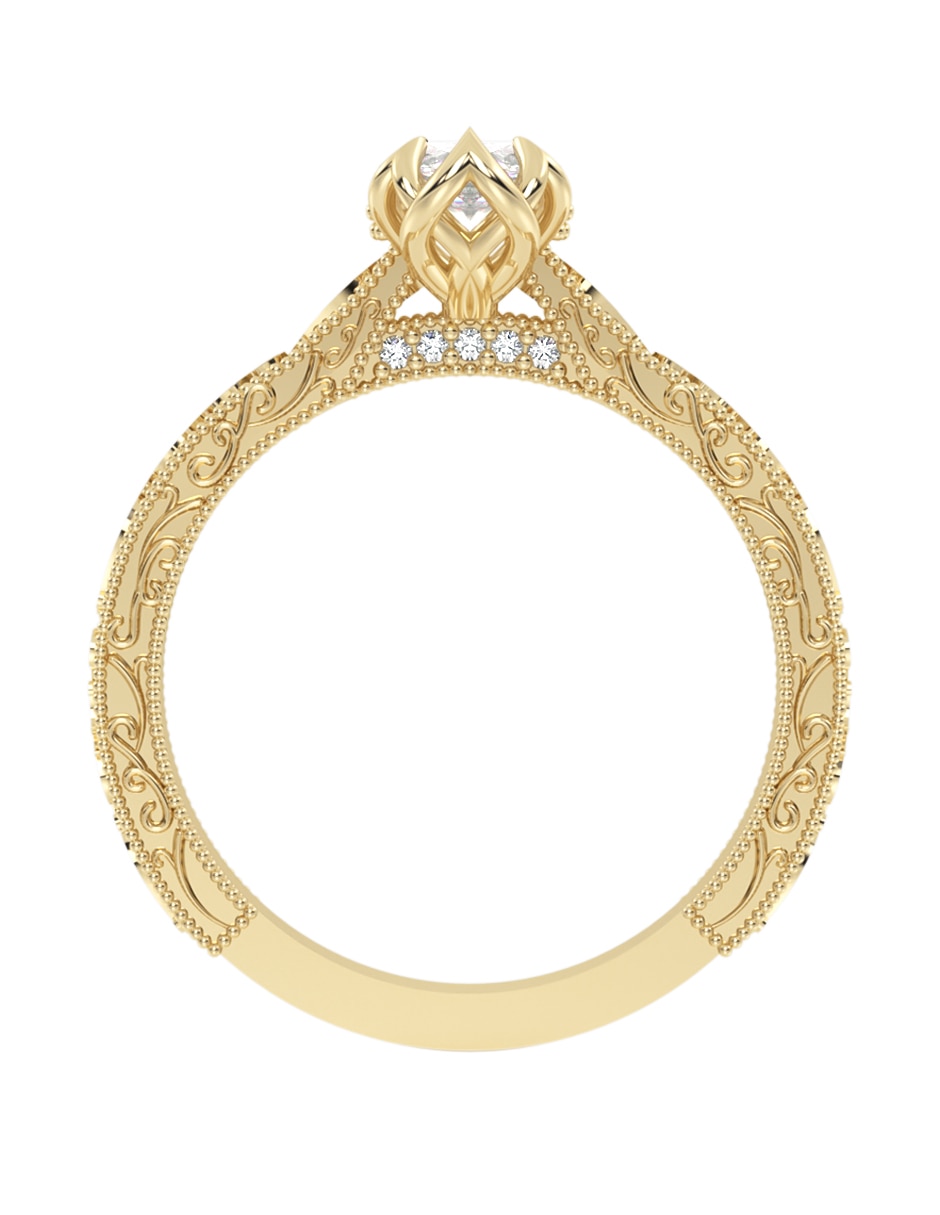Anillo de compromiso de oro 10 K Abba Joyas zirconia