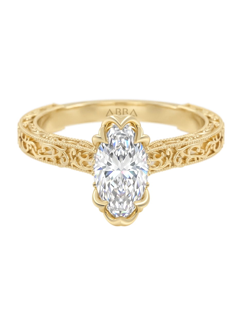 Anillo de compromiso de oro 10 K zirconia
