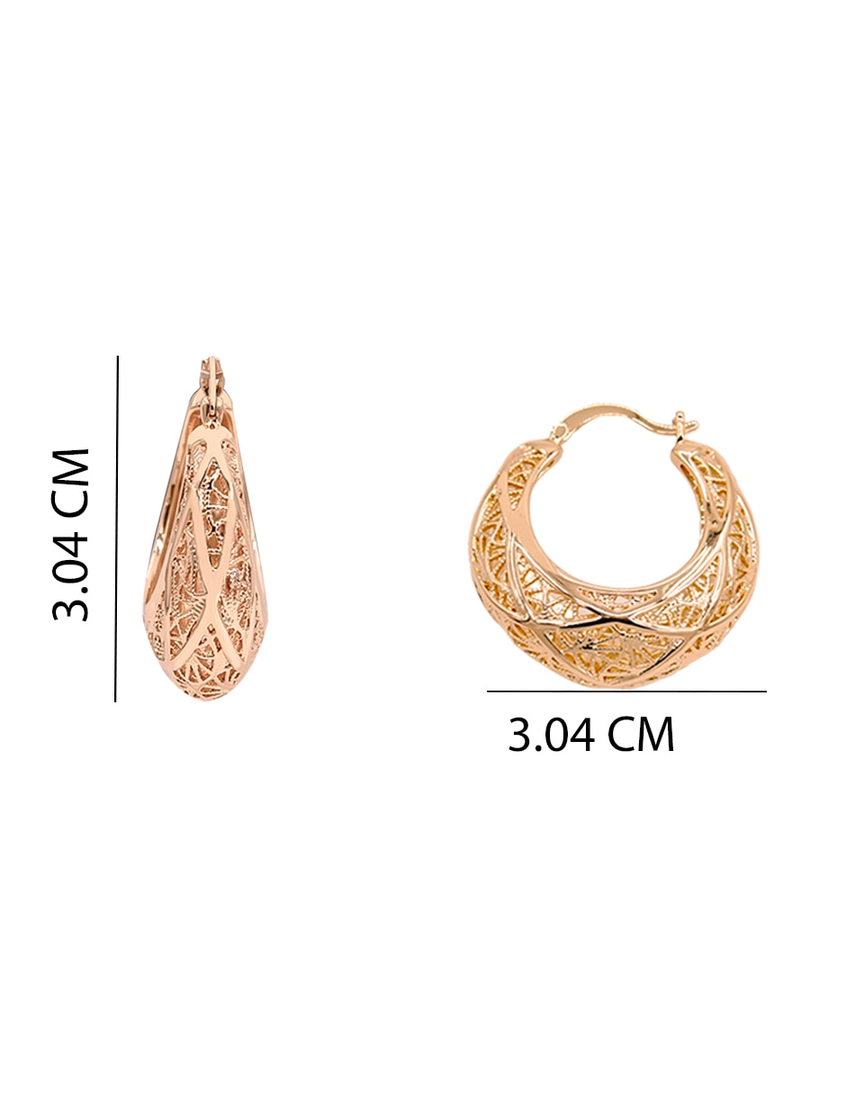 Aretes cortos con acabado chapa de oro zirconia 2