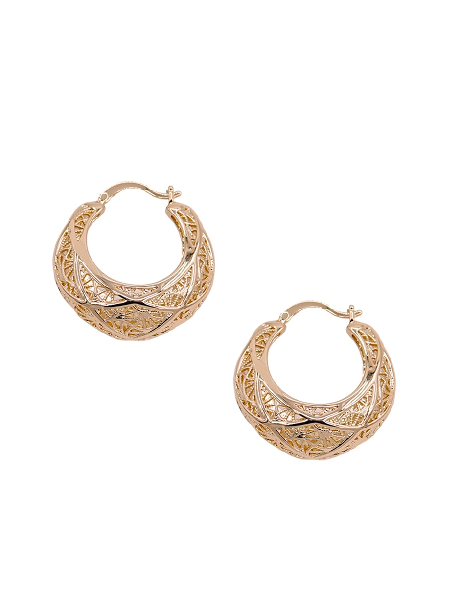 Aretes cortos con acabado chapa de oro zirconia 4