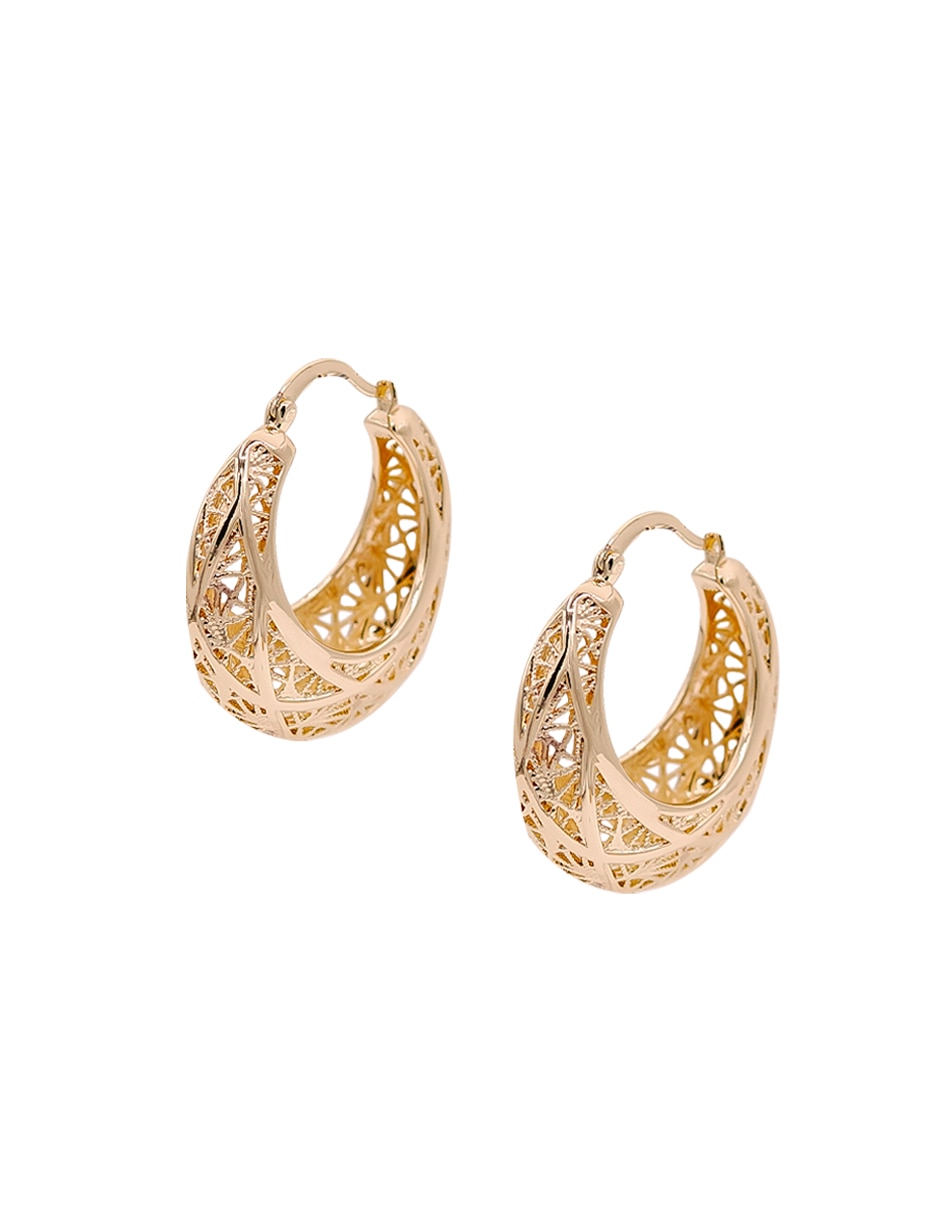 Aretes cortos con acabado chapa de oro zirconia 5