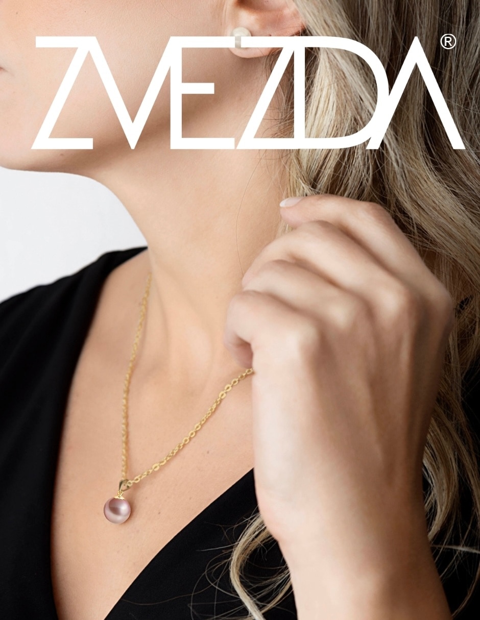 Set collar Zvezda Éclair de metal 18 k perla de cristal