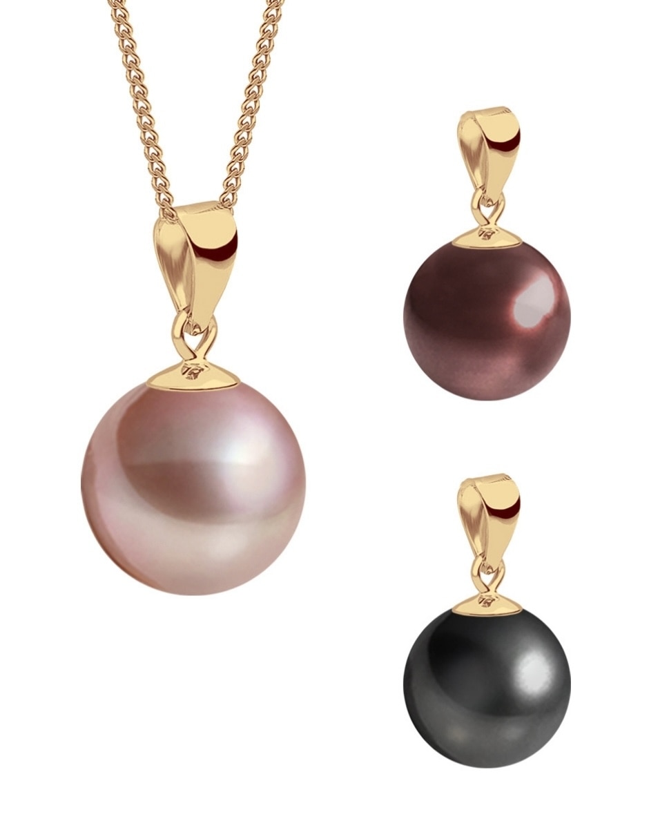 Set collar Éclair de metal 18 k perla de cristal