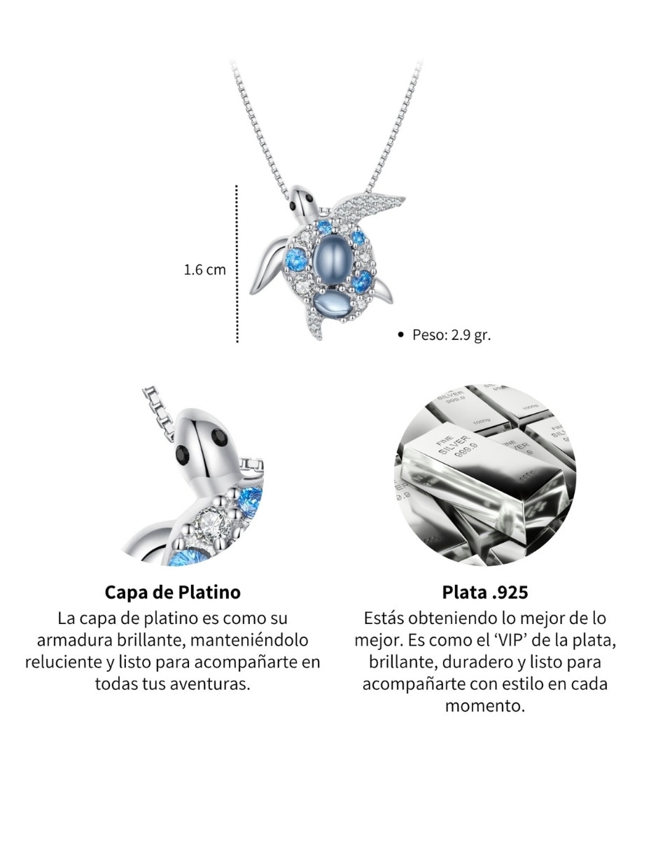 Collar con dije de tortuga Chulada Nature de plata P 925