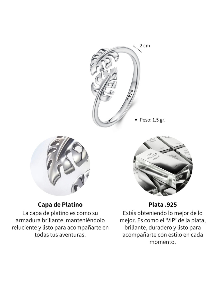Anillo de hoja Nature P 925 de plata pulido 4