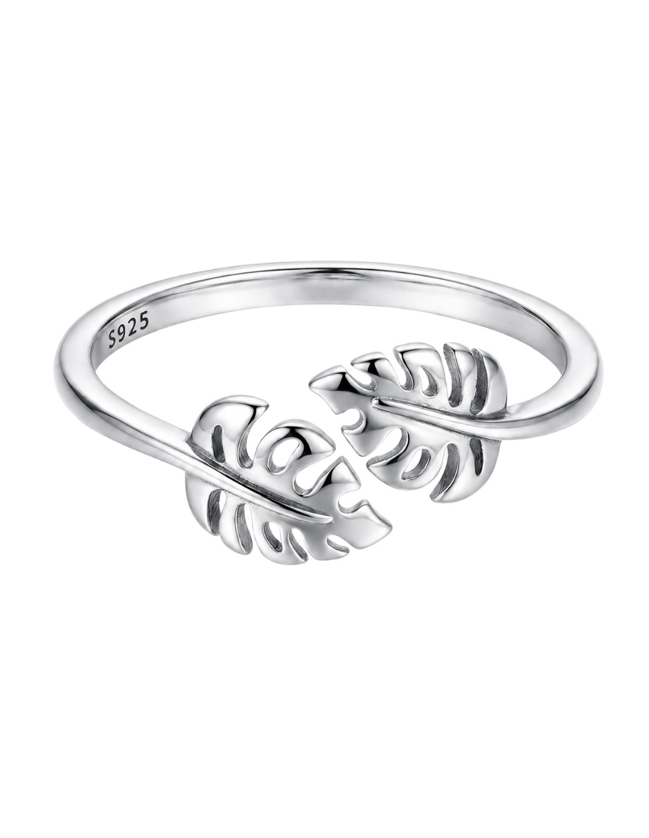 Anillo de hoja Nature P 925 de plata pulido 1