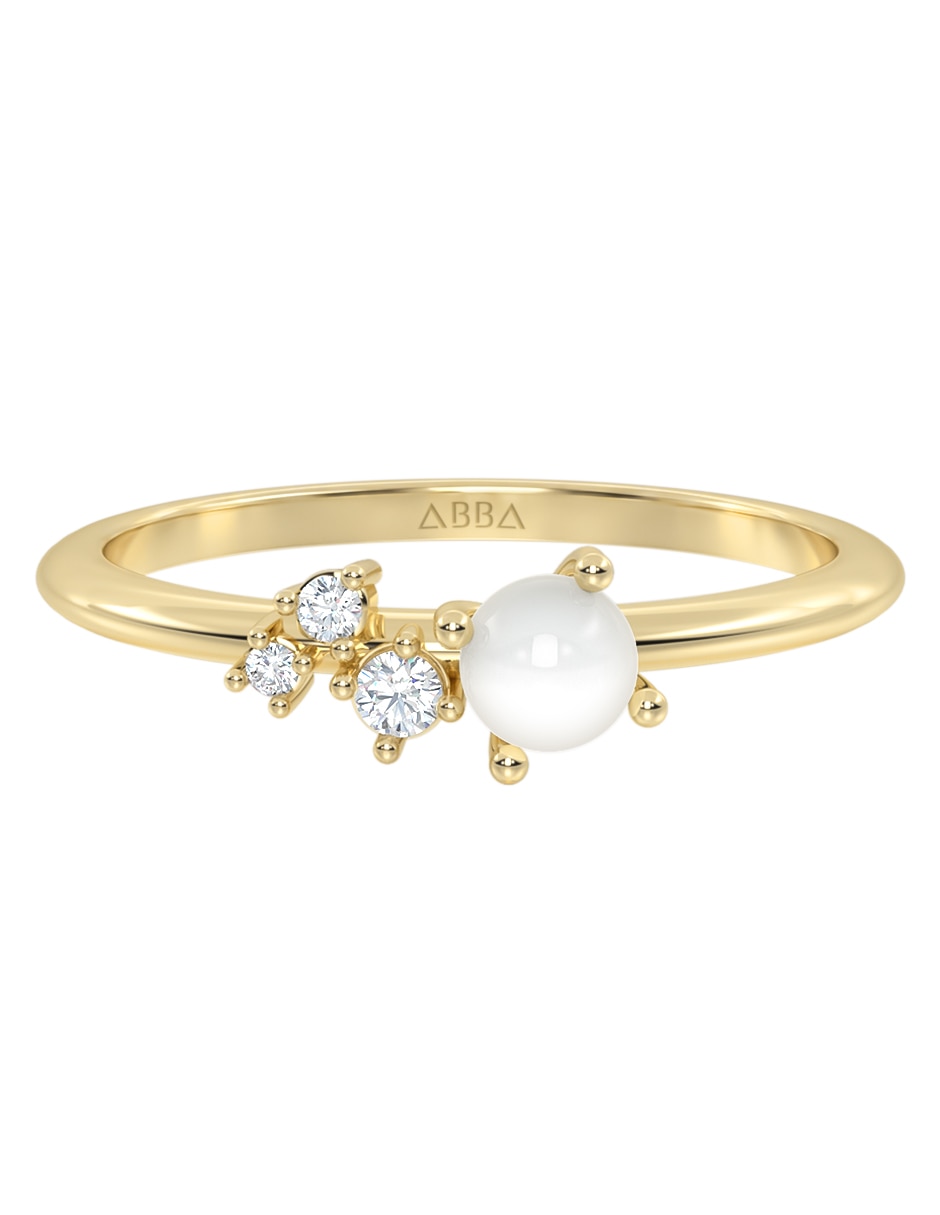 Anillo 14 k de Oro perla brillante