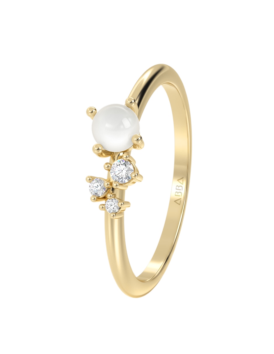 Anillo abba joyas 14 k de oro perla brillante