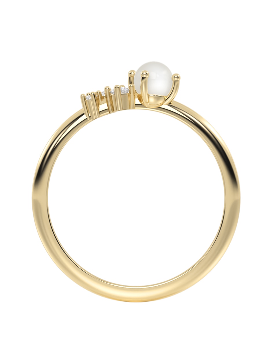 Anillo abba joyas 14 k de oro perla brillante