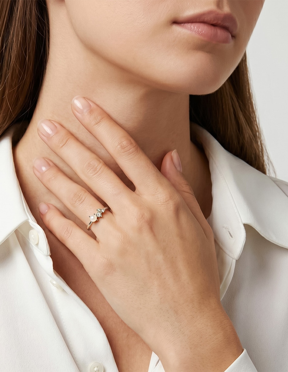 Anillo 14 k de oro perla brillante 3