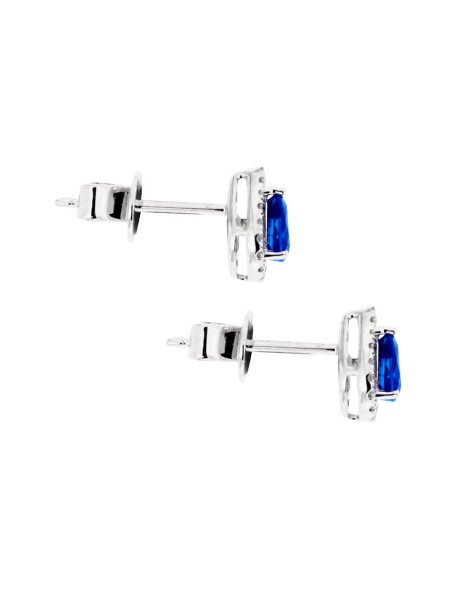 Aretes cortos Fascinare Cristina de oro 14 K con acabado brillante zafiro y diamante