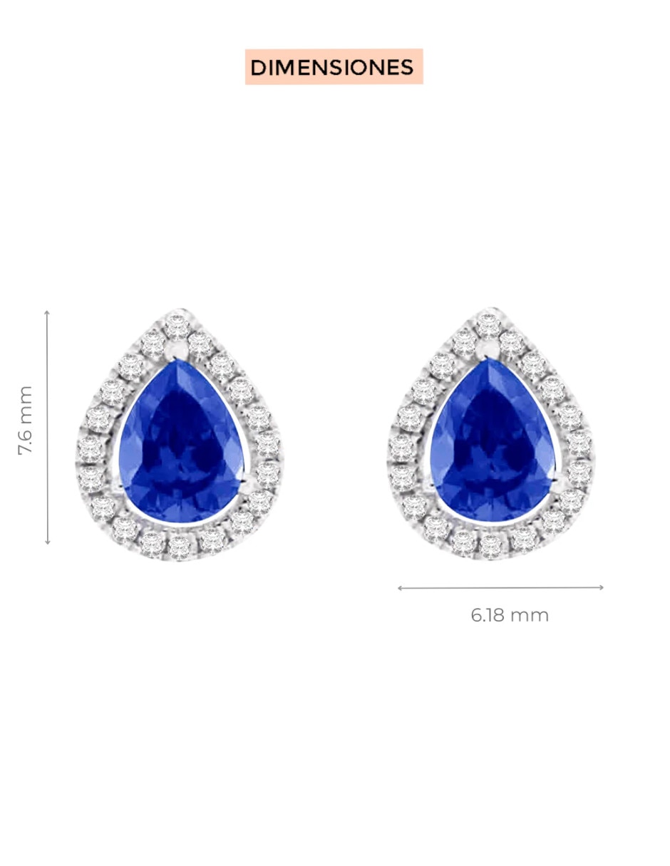 Aretes cortos Fascinare Cristina de oro 14 K con acabado brillante zafiro y diamante