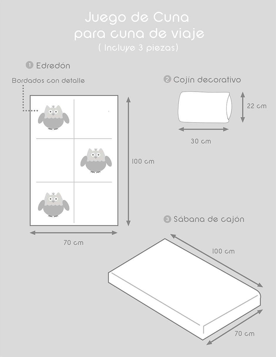 Juego de cuna Pipapo buho rosa para 3 piezas