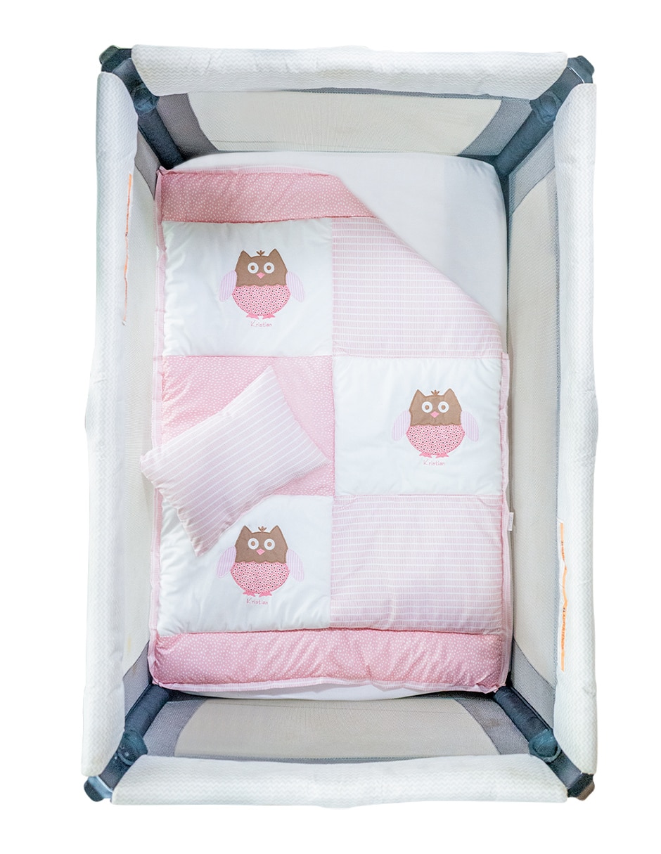 Juego de cuna Pipapo buho rosa para 3 piezas