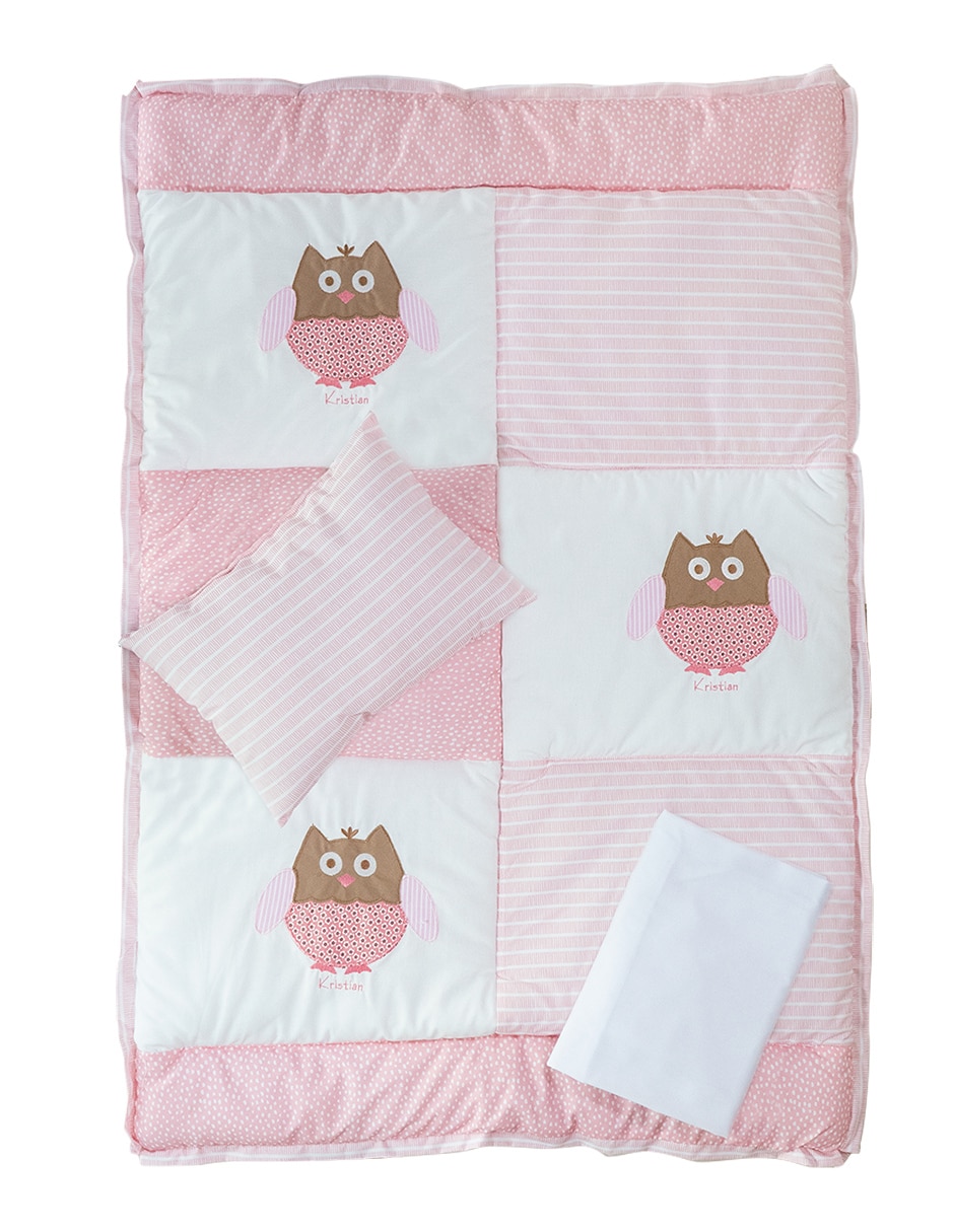 Juego de cuna Pipapo buho rosa para 3 piezas