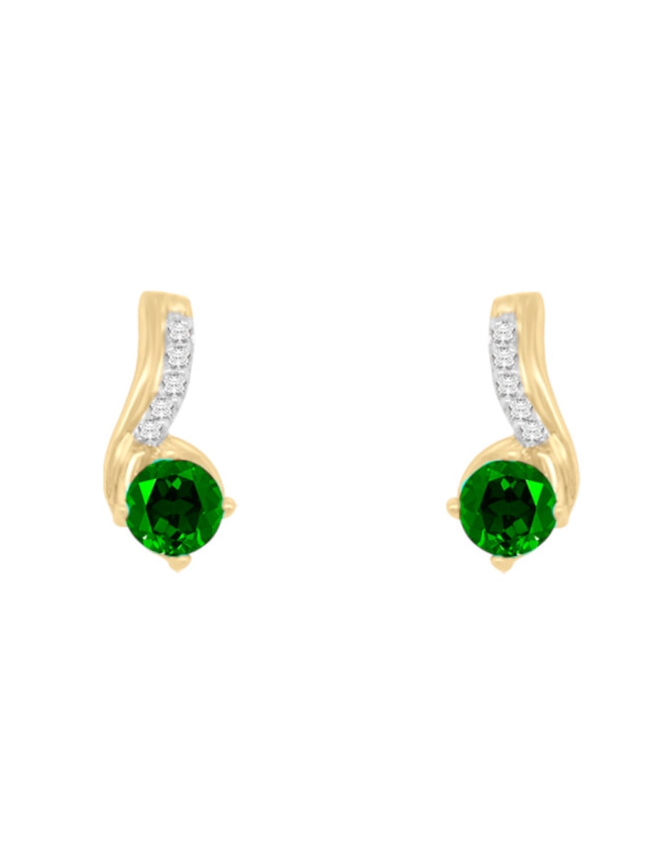 Corto de (si aplica) Irregular Aura de Oro 14 K con acabado Brillante Esmeralda y diamante