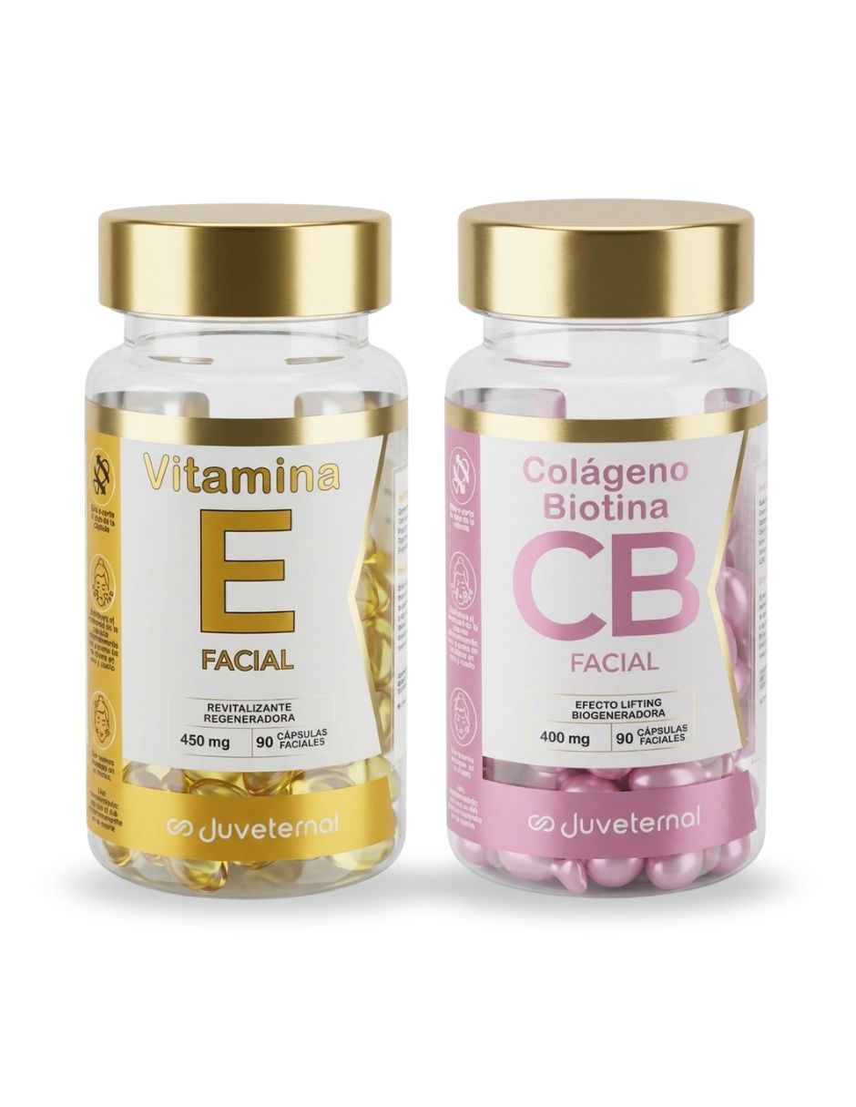 Tratamiento facial Kit De Cápsulas Faciales Vitamina E Y Colágeno Con Biotina Juveternal Nutrición E Hidratación Juveternal