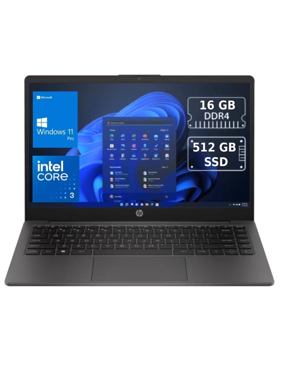 HP Laptop HP 240R G10 PRO 14 pulgadas HD Intel core 3 Intel UHD Graphics 16 GB RAM 512 GB SSD